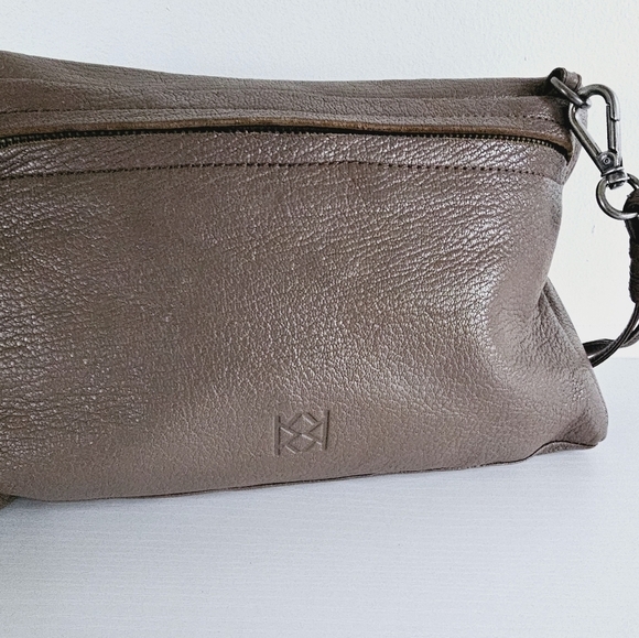 Christopher Kon Brown Leather Studded Double Strap Crossbody/Clutch Bag - Picture 6 of 15